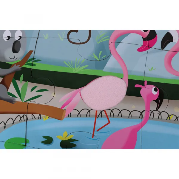 Puzzle dotykové Deň v zoologickej záhrade - s textúrou 20 dielov