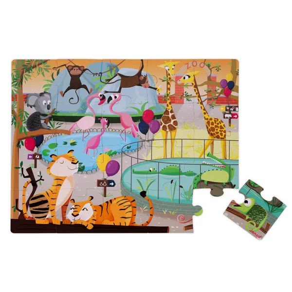 Puzzle dotykové Deň v zoologickej záhrade - s textúrou 20 dielov