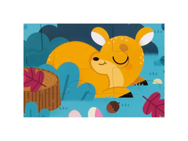Detské puzzle senzorické Lesné zvieratá - s dotykovými prvkami 20 ks