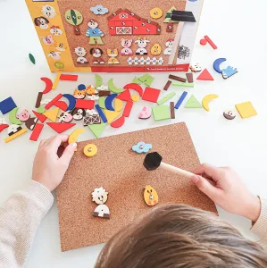 WOODY - Korková doska s pribíjacími tvarmi - Zvieratká