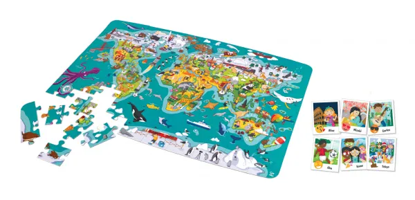 Detské puzzle – Mapa sveta 2 v 1