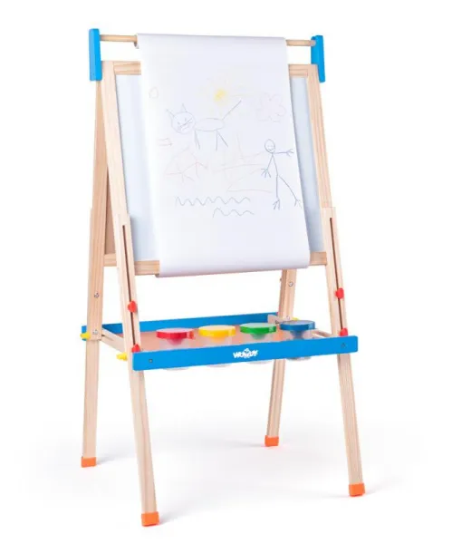 Tabuľa "ABC" s písmenami, s rolkou papiera a téglikmi