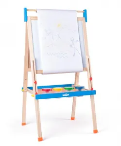 Tabuľa "ABC" s písmenami, s rolkou papiera a téglikmi