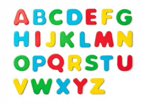 Tabuľa "ABC" s písmenami, s rolkou papiera a téglikmi