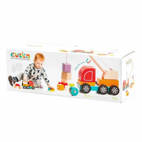 Cubik Autožeriav s magnetom drevená skladačka