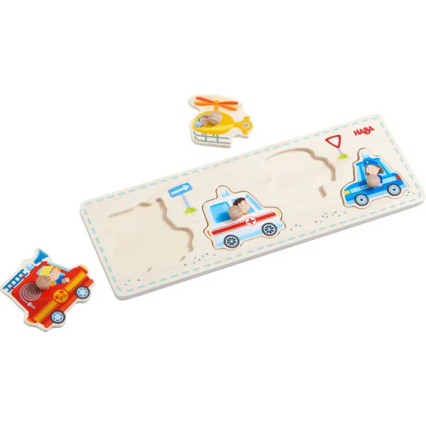 Drevené vkladacie puzzle – záchranárske vozidlá