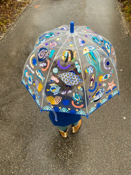 Detský dáždnik s magickou farbou - ryby