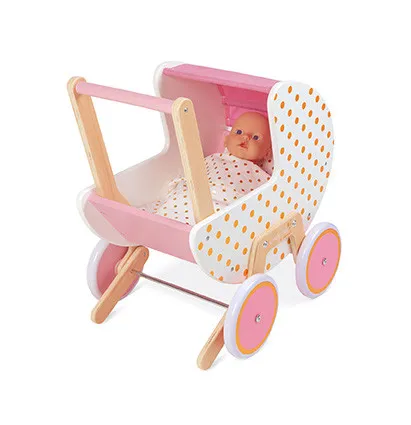 Drevený kočík pre bábiky - Candy Chic