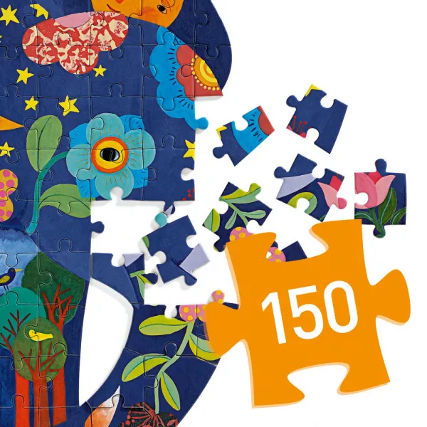 Djeco Puzzle veľké Rozprávkový slon 150 dielikov