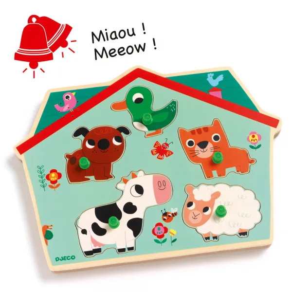 Djeco Puzzle vkladacie Domáce zvieratká 5 dielikov