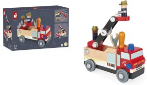 BricoKids - Drevené auto a stavebnica - Hasiči - 45 ks