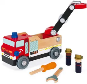 BricoKids - Drevené auto a stavebnica - Hasiči - 45 ks