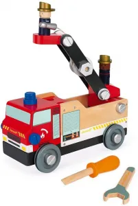 BricoKids - Drevené auto a stavebnica - Hasiči - 45 ks