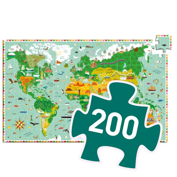 Vyhľadávacie puzzle s plagátom - Okolo sveta - 200 ks