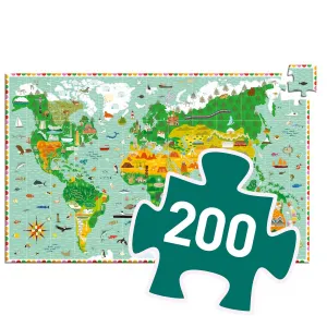 Vyhľadávacie puzzle s plagátom - Okolo sveta - 200 ks
