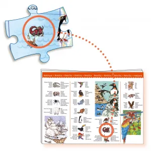 Vyhľadávacie puzzle s plagátom - Zvieratá sveta - 100 ks