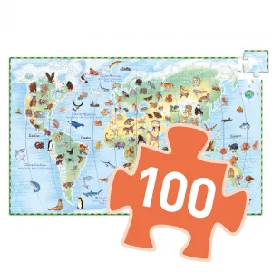 Vyhľadávacie puzzle s plagátom - Zvieratá sveta - 100 ks