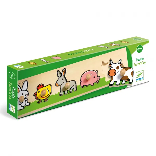 Drevené vkladacie puzzle - Na farme