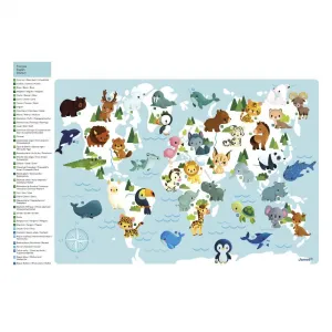 Magnetická mapa sveta - Kde žijú zvieratká - 40 ks