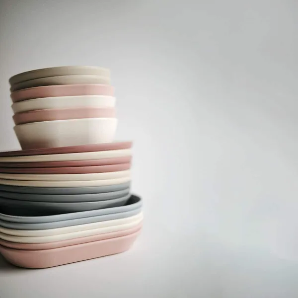 Mushie hranatý tanier 2 ks - Blush