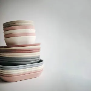 Mushie hranatý tanier 2 ks - Blush