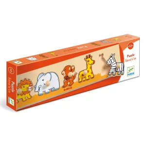 Drevené vkladacie puzzle - Zvieratá zo savany