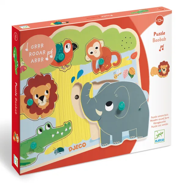 Vkladacie zvukové puzzle na doske - Baobab