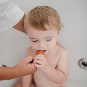 Mushie silikónová zubná kefka na prst 2 ks - Shifting Sand/Blush