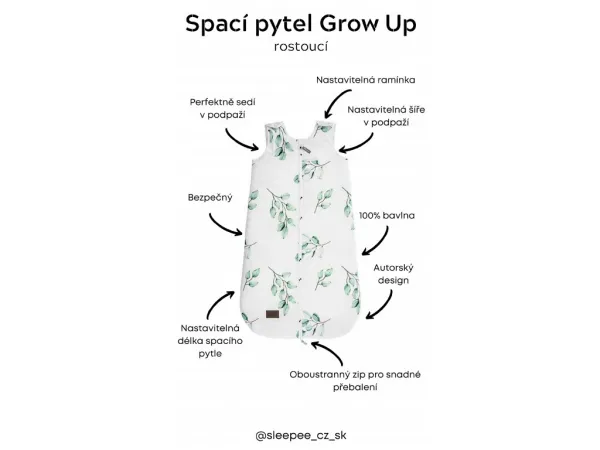 Spací vak Sleepee Grow Up Eukalyptus