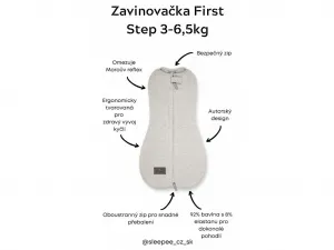Zavinovačka Sleepee First Step Swaddle s čiapočkou zadarmo Eucalyptus