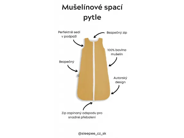 Obojstranný ľahký mušelínový spací vak Rose 4 – 24 mesiacov M