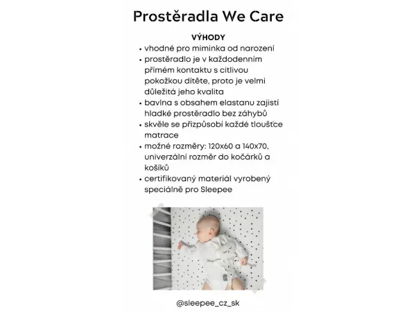 Prestieradlo Sleepee We Care do kočíka, košíka a kolísky čierne bodky/eukalyptus