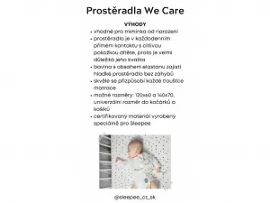 Prestieradlo Sleepee We Care do kočíka, košíka a kolísky čierne bodky/eukalyptus