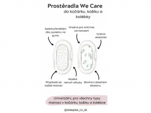Prestieradlo Sleepee We Care do kočíka, košíka a kolísky čierne bodky/eukalyptus