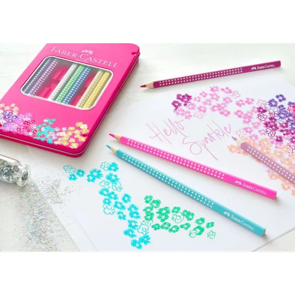 Pastelky Faber-Castell Sparkle v plechovej krabičke - 12 základných farieb