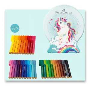 Detské fixky Faber-Castell Connector Unicorn, snehová guľa - 33 ks