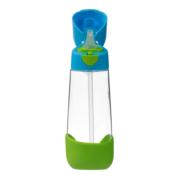 Fľaša na pitie so slamkou 600 ml - modrá/zelená