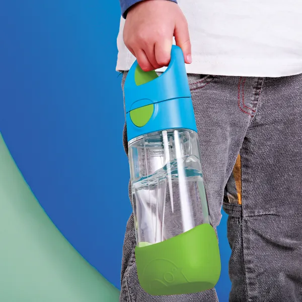 Fľaša na pitie so slamkou 450 ml - modrá/zelená