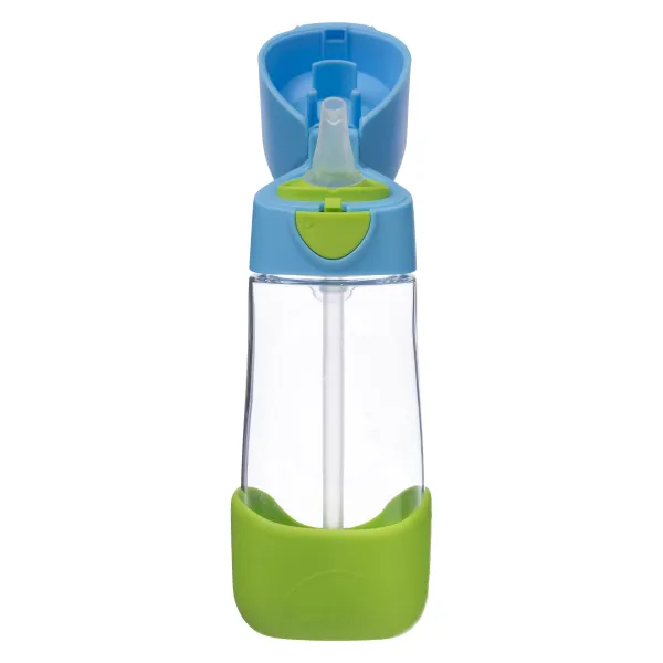 Fľaša na pitie so slamkou 450 ml - modrá/zelená