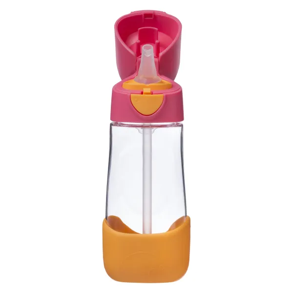 Fľaša na pitie so slamkou 450 ml - ružová/oranžová