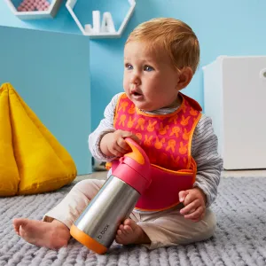 Termoska na pitie so slamkou 350 ml - ružová/oranžová