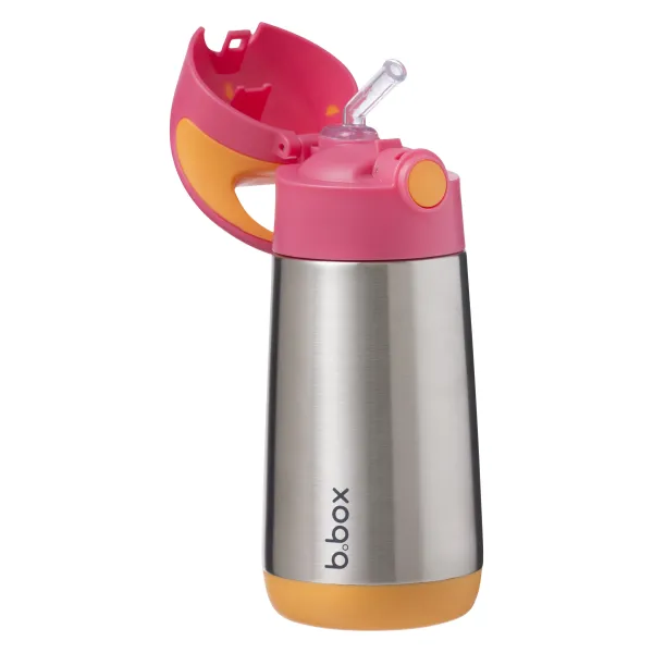 Termoska na pitie so slamkou 350 ml - ružová/oranžová
