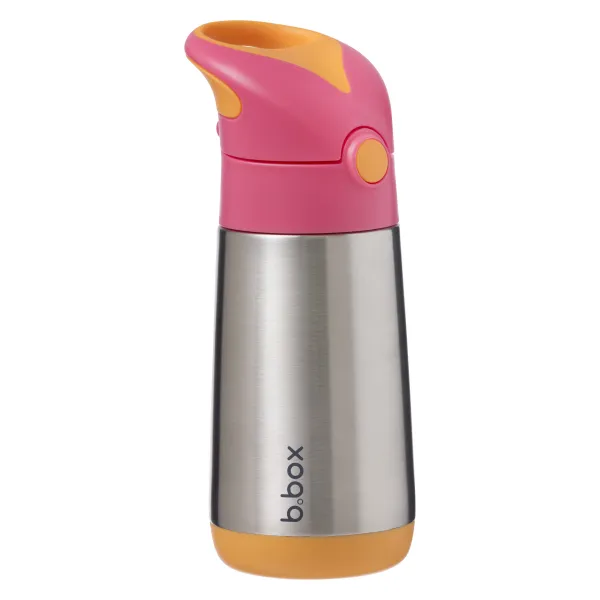 Termoska na pitie so slamkou 350 ml - ružová/oranžová