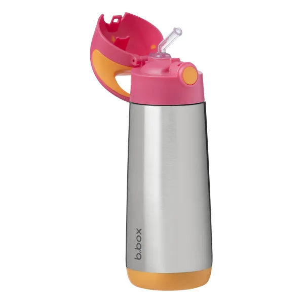 Termoska na pitie so slamkou 500 ml - ružová/oranžová