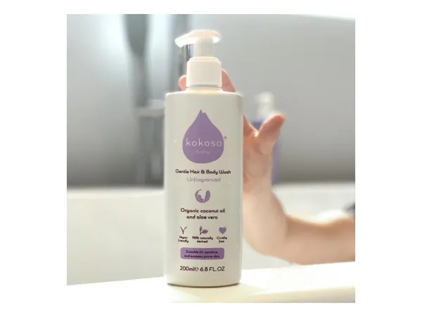 Kokoso Baby Jemný detský umývací gél na telo aj vlásky bez parfumácie 200 ml