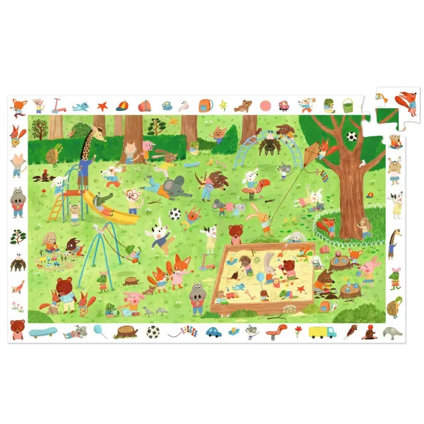 Vyhľadávacie puzzle s plagátom - Ihrisko pre zvieratká - 35 ks