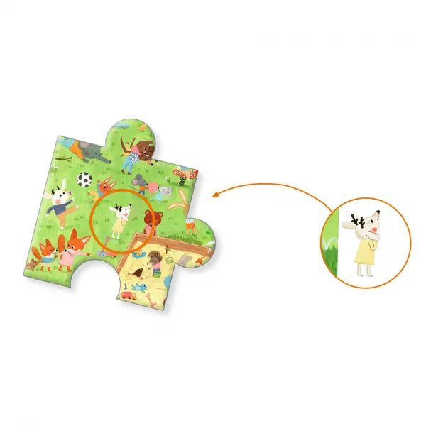 Vyhľadávacie puzzle s plagátom - Ihrisko pre zvieratká - 35 ks