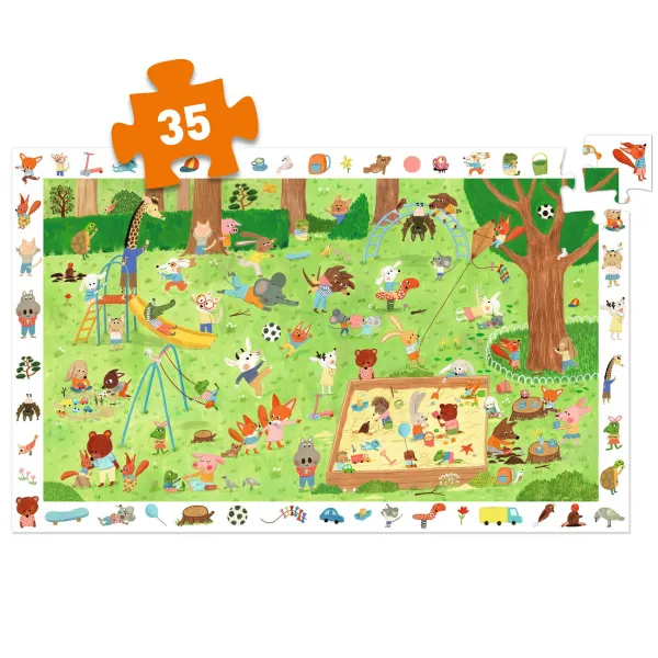 Vyhľadávacie puzzle s plagátom - Ihrisko pre zvieratká - 35 ks