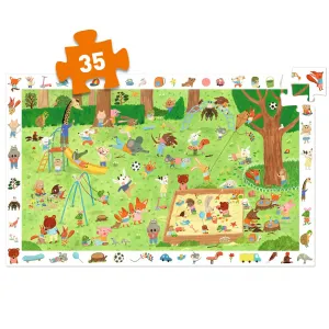 Vyhľadávacie puzzle s plagátom - Ihrisko pre zvieratká - 35 ks
