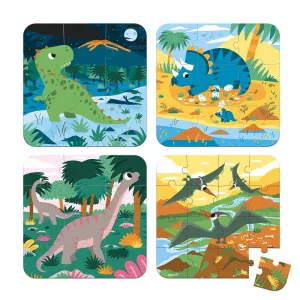 Puzzle v kufríku 4v1 - Dinosaury - 6-9-12-16 ks